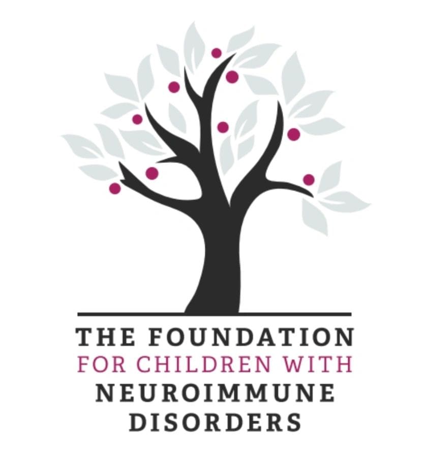 A tree with leaves growing on it and the words " the foundation for children with neuroimmune disorders ".