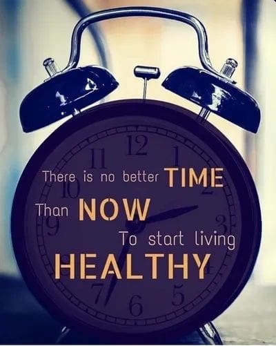 A clock that says there is no better time than now to start living healthy.
